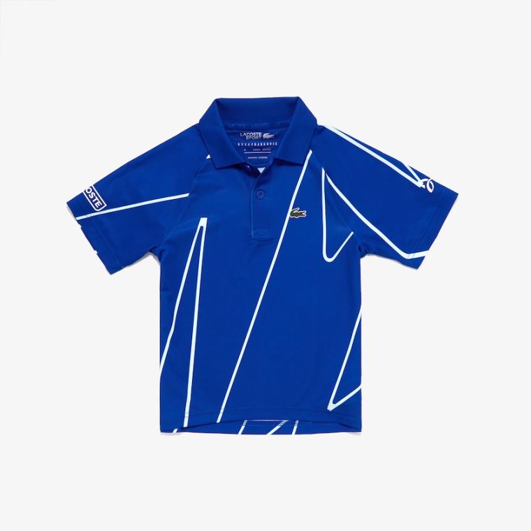 Lacoste SPORT Novak Djokovic Polo Azuis Branco | CJ3eo3EC