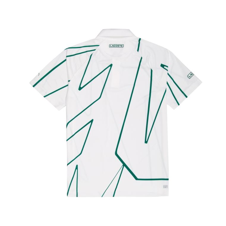 Lacoste SPORT Novak Djokovic Printed Respirável Polo Shirt Branco Verdes | 3W3Jwrn5