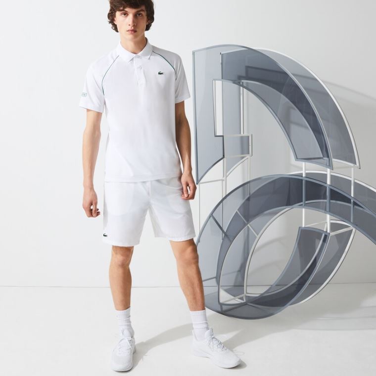 Lacoste SPORT Novak Djokovic Respirável Ultra-Light Polo Shirt Branco Verdes | 1vUSiKHL