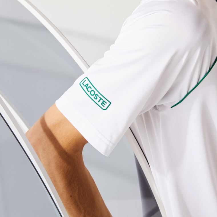 Lacoste SPORT Novak Djokovic Respirável Ultra-Light Polo Shirt Branco Verdes | 1vUSiKHL