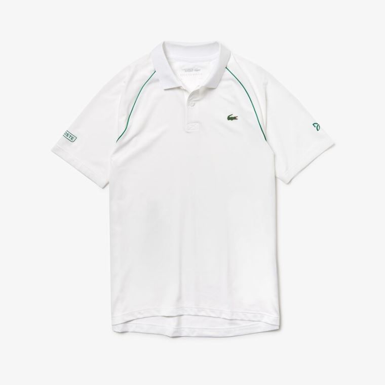 Lacoste SPORT Novak Djokovic Respirável Ultra-Light Polo Shirt Branco Verdes | 1vUSiKHL