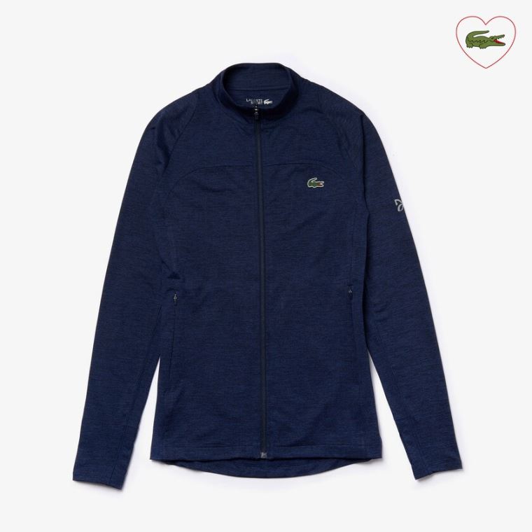 Lacoste SPORT Novak Djokovic Stretch Zippered Jacket Azul Marinho Azuis | 3H2vgkxs