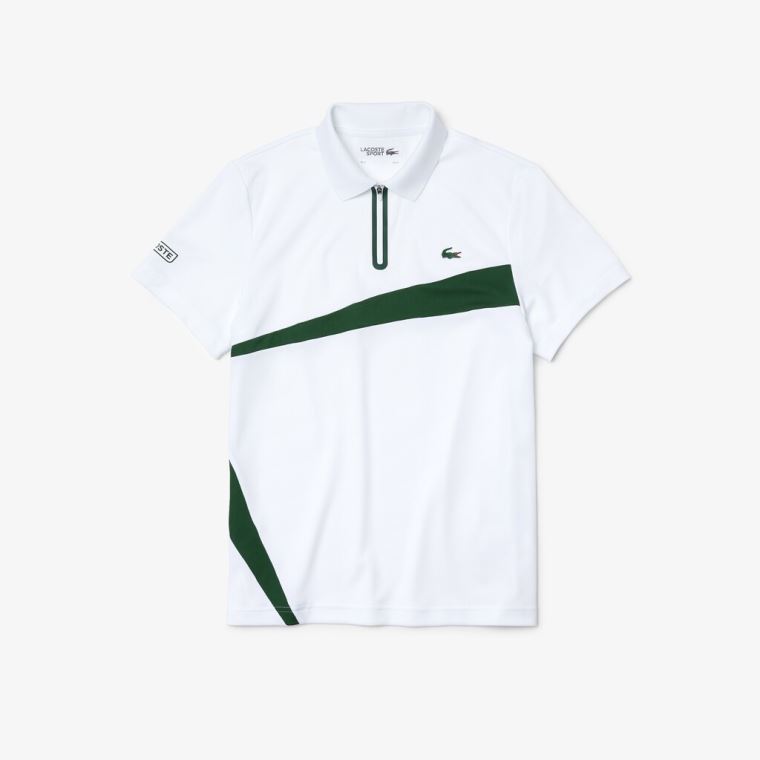 Lacoste SPORT Paneled Respirável Piqué Tenis Polo Shirt Azul Marinho Azuis Branco | R0FLtkpj