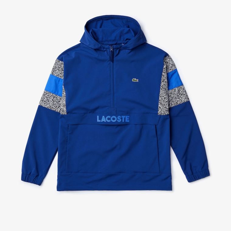 Lacoste SPORT Print-Blocked Performance Blusão Azul Marinho Azuis Pretas Branco Azuis | hwOFXGpK