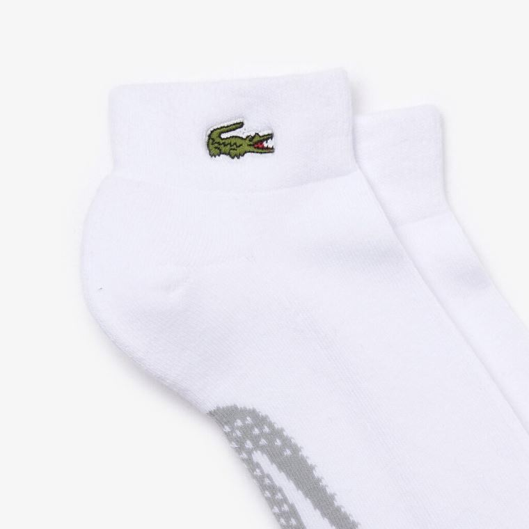 Lacoste SPORT Printed Crocodile Low-Cut Algodão Socks Branco Cinzentas | Z639oajp