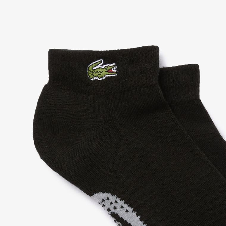 Lacoste SPORT Printed Crocodile Low-Cut Algodão Socks Pretas Cinzentas | ZXVGw3eW