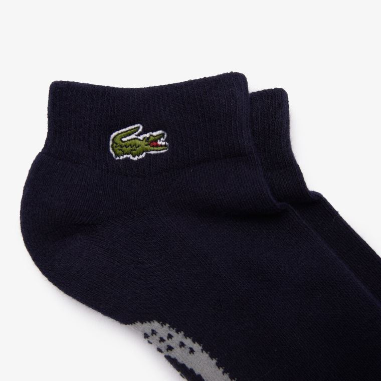 Lacoste SPORT Printed Crocodile Low-Cut Algodão Socks Azul Marinho Azuis Cinzentas | wEzzYOlM