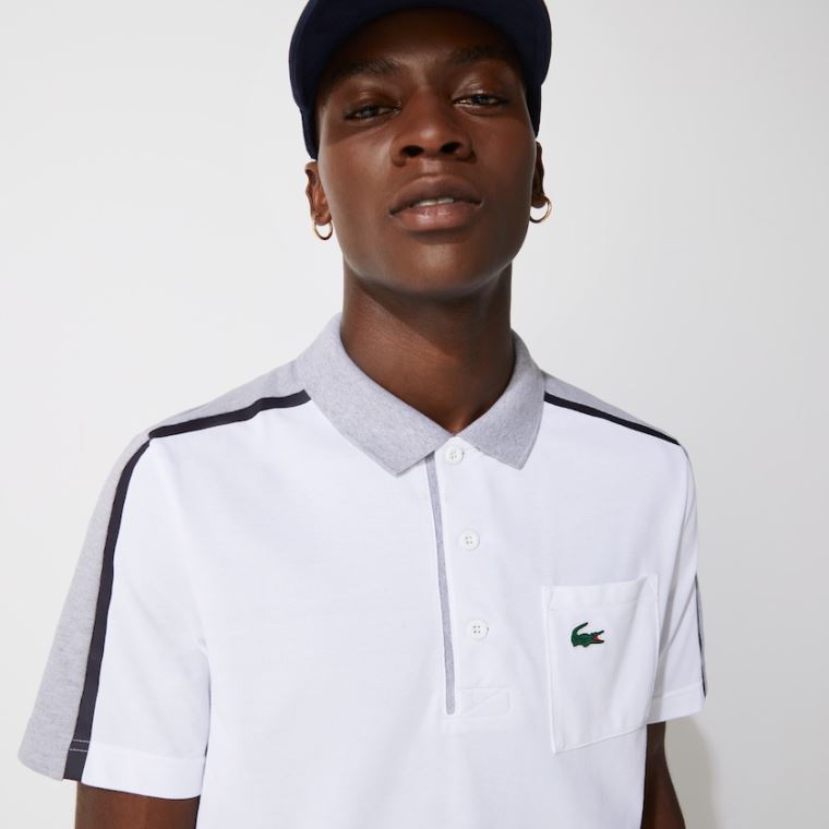 Lacoste SPORT Respirável Colorblock Golfe Polo Cinzentas Branco Azul Marinho Azuis Cinzentas | 6W4DEMXy