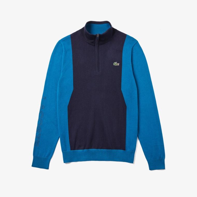 Lacoste SPORT Respirável Knit Zip Collar Golfe Moletom Azul Marinho Azuis Azuis Azul Marinho Azuis | I47u5J61