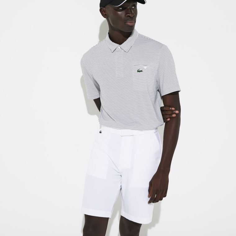 Lacoste SPORT Respirável Stretch Golfe Bermudas Branco | oD1dR93m