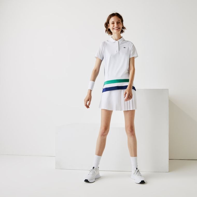 Lacoste SPORT Respirável Stretch Tenis Polo Shirt Branco Azuis Verdes Pretas | 0AiNdJFU