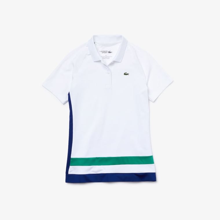 Lacoste SPORT Respirável Stretch Tenis Polo Shirt Branco Azuis Verdes Pretas | 0AiNdJFU