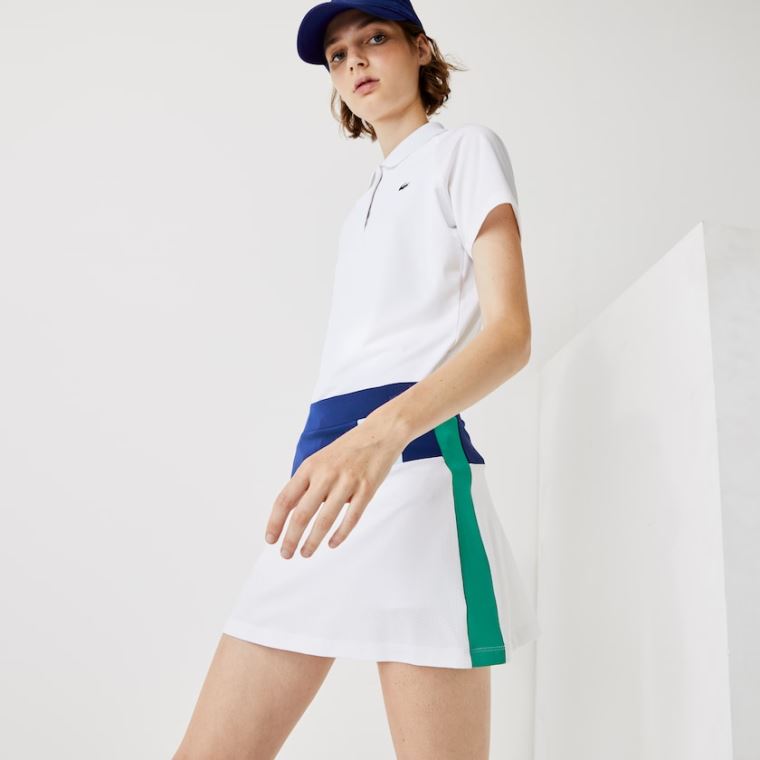 Lacoste SPORT Respirável Stretch Tenis Skirt Azuis Branco Amarelas Azuis Verdes | aCgVm17c