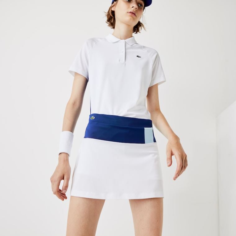 Lacoste SPORT Respirável Stretch Tenis Skirt Azuis Branco Amarelas Azuis Verdes | aCgVm17c