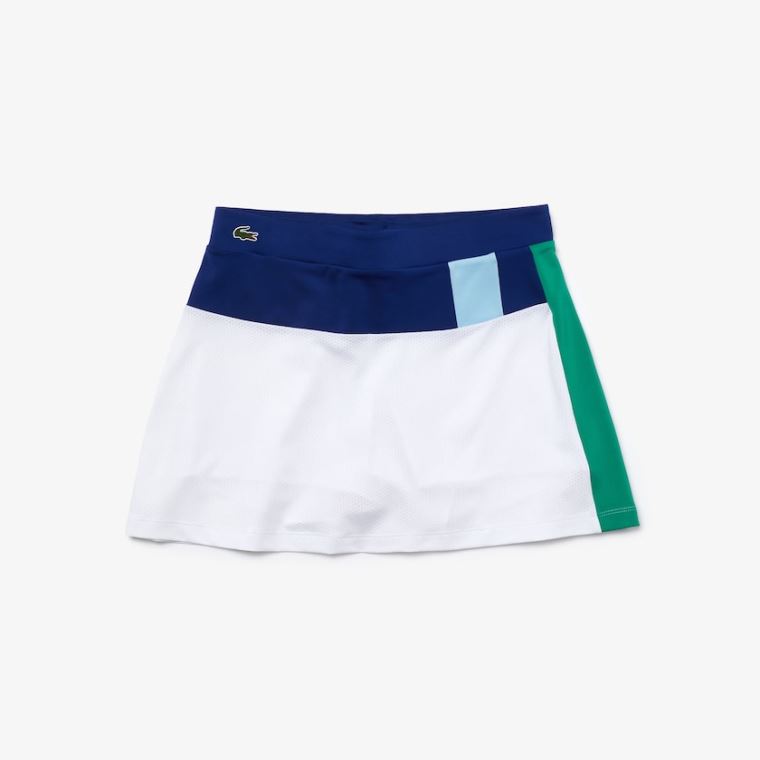 Lacoste SPORT Respirável Stretch Tenis Skirt Azuis Branco Amarelas Azuis Verdes | aCgVm17c