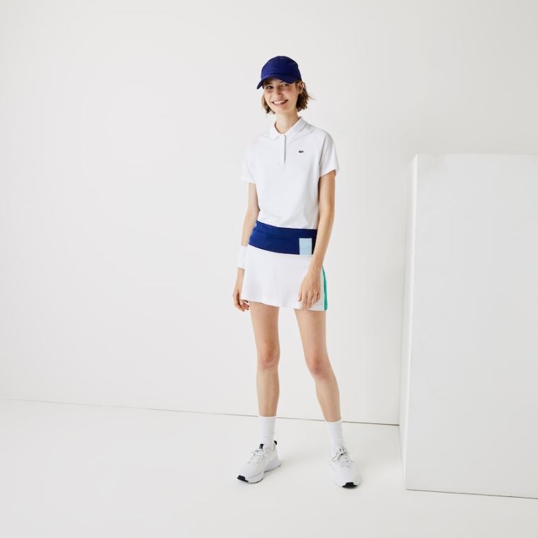 Lacoste SPORT Respirável Stretch Tenis Skirt Azuis Branco Amarelas Azuis Verdes | aCgVm17c