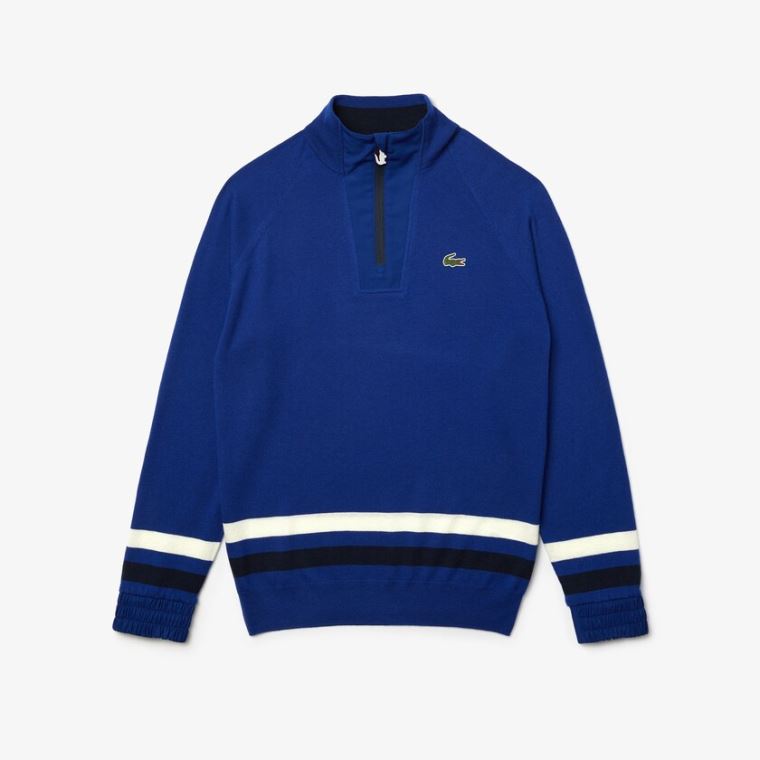 Lacoste SPORT Respirável Wool Golfe Moletom Azuis Azul Marinho Azuis Branco | dzRbvBih