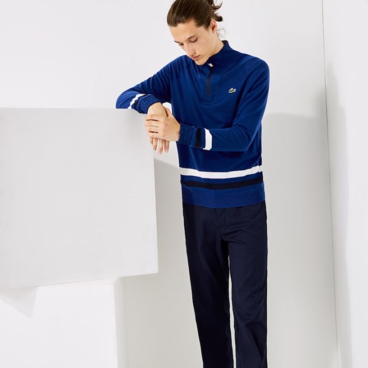 Lacoste SPORT Respirável Wool Golfe Moletom Azuis Azul Marinho Azuis Branco | dzRbvBih