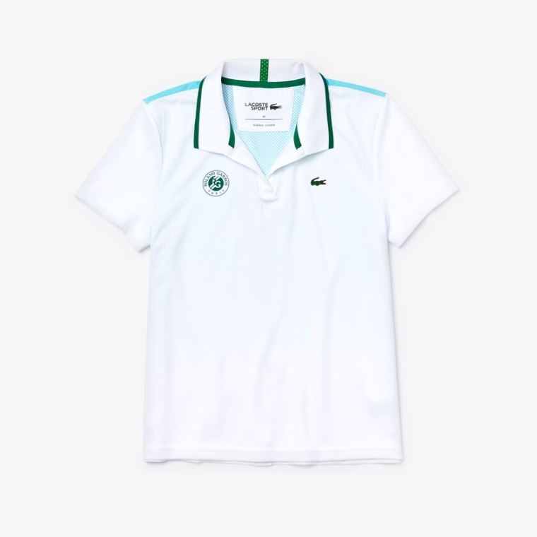 Lacoste SPORT Roland Garros Ombré-Print Polo Shirt Branco Turquesa Verdes | 3sMjKHyu