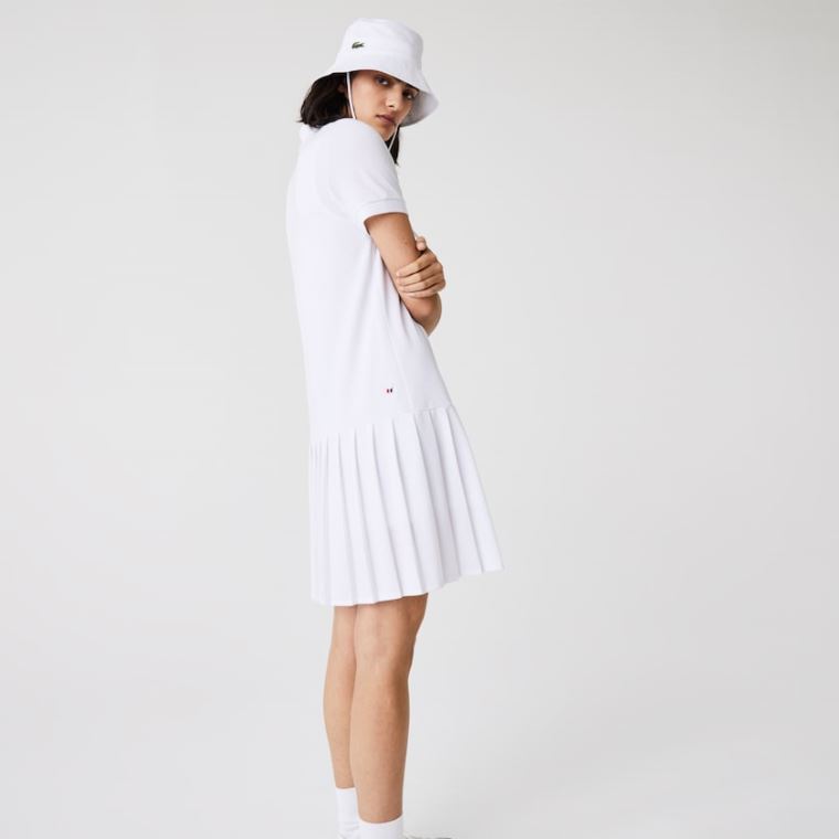 Lacoste SPORT Roland Garros Pleated Polo Vestidos Branco Verdes Azul Marinho Azuis | B5aJqJfc