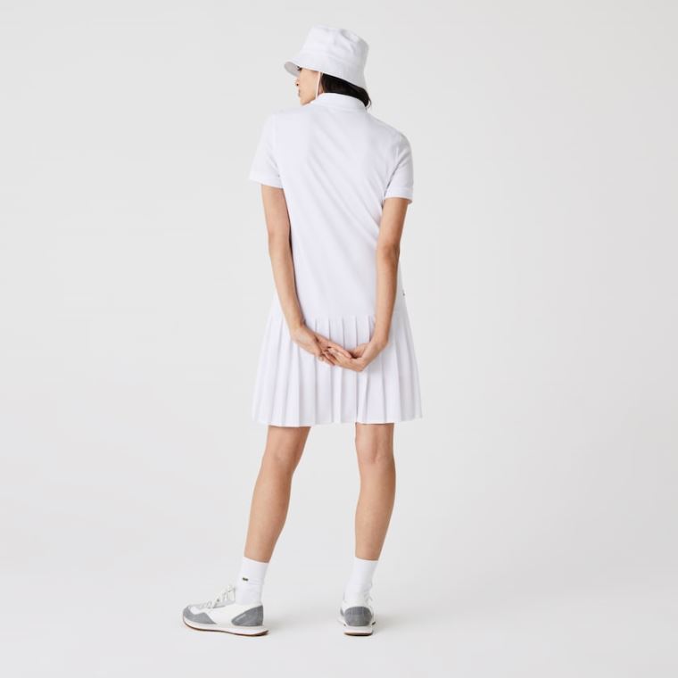 Lacoste SPORT Roland Garros Pleated Polo Vestidos Branco Verdes Azul Marinho Azuis | B5aJqJfc