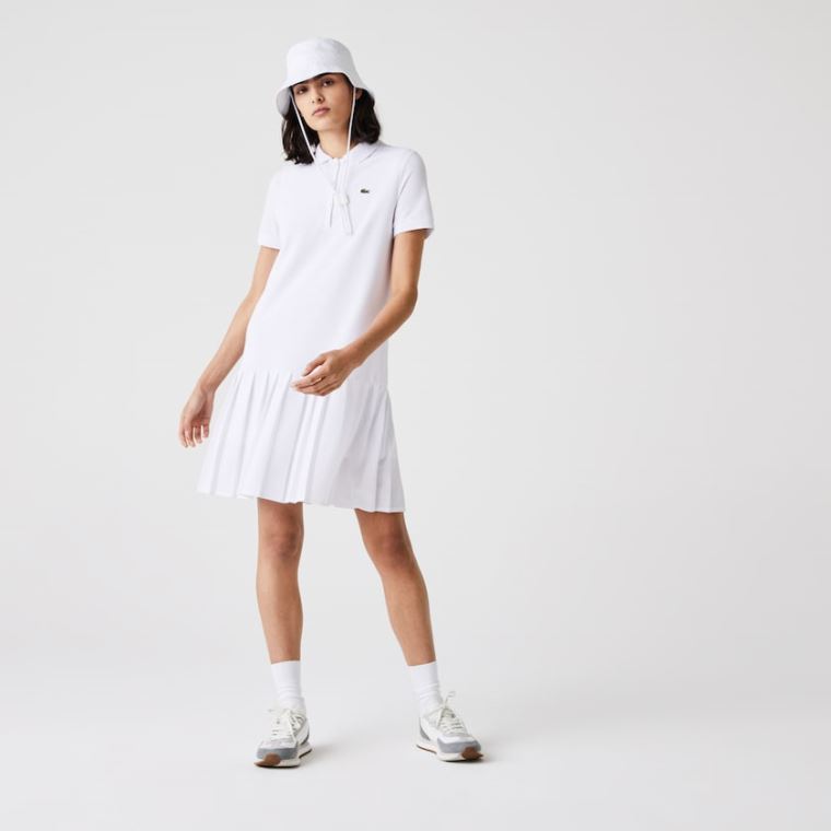 Lacoste SPORT Roland Garros Pleated Polo Vestidos Branco Verdes Azul Marinho Azuis | B5aJqJfc