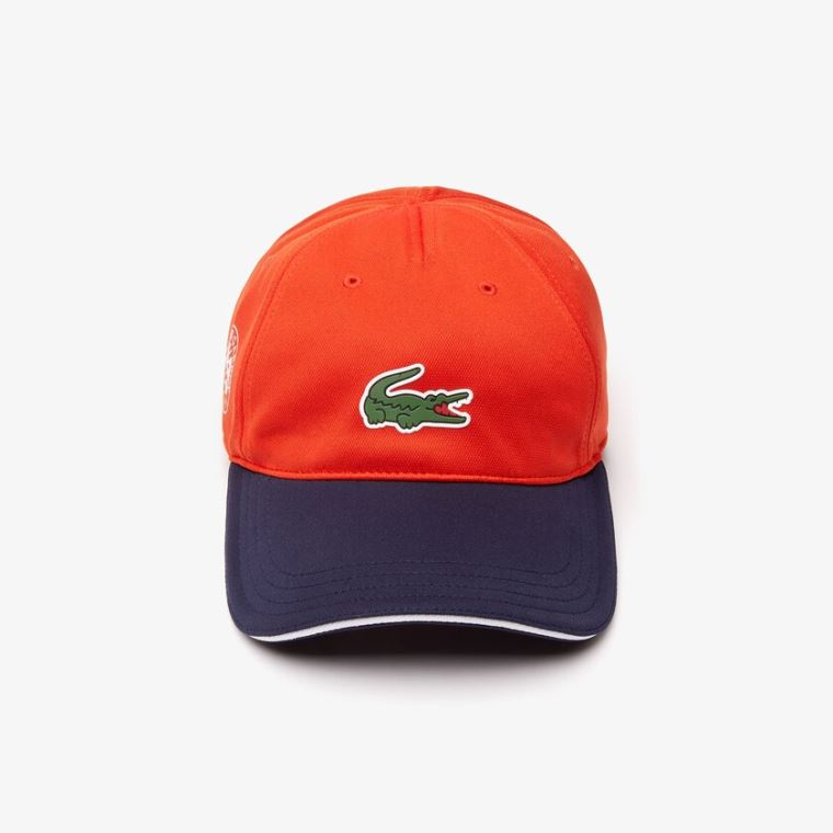 Lacoste SPORT Roland Garros Two-Tone Piqué Cap Vermelhas Azul Marinho Azuis Branco | 0djACwt6