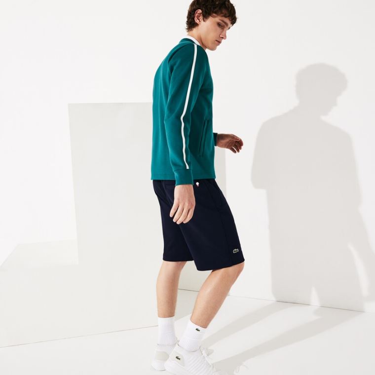 Lacoste SPORT Roland Garros V-Neck Zip Sweatshirt Verdes Branco Vermelhas | JPZ1Rxlr