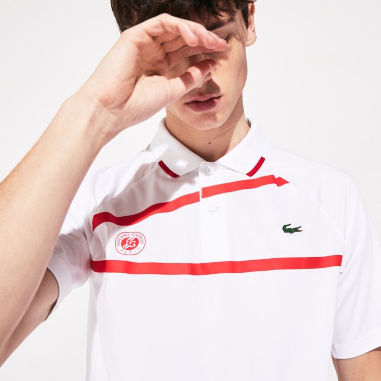 Lacoste SPORT Roland Garros x Novak Djokovic Polo Shirt Branco Vermelhas | QpMnkGnt