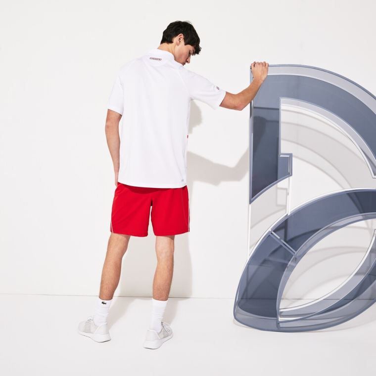 Lacoste SPORT Roland Garros x Novak Djokovic Polo Shirt Branco Vermelhas | QpMnkGnt