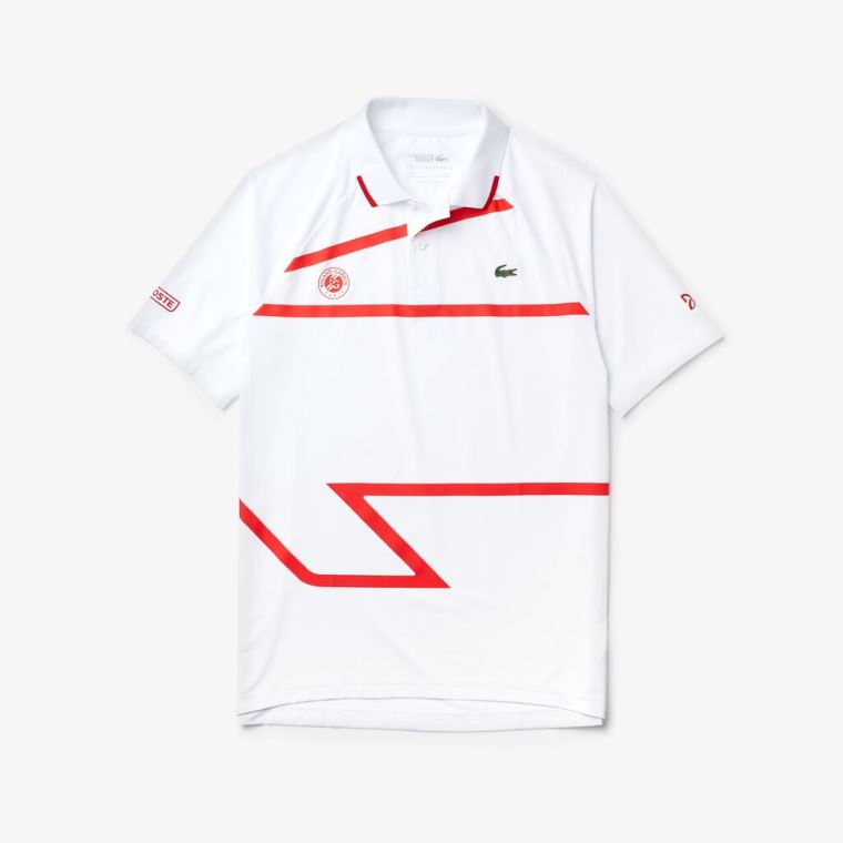 Lacoste SPORT Roland Garros x Novak Djokovic Polo Shirt Branco Vermelhas | QpMnkGnt