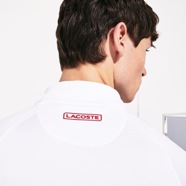 Lacoste SPORT Roland Garros x Novak Djokovic Polo Shirt Branco Vermelhas | QpMnkGnt