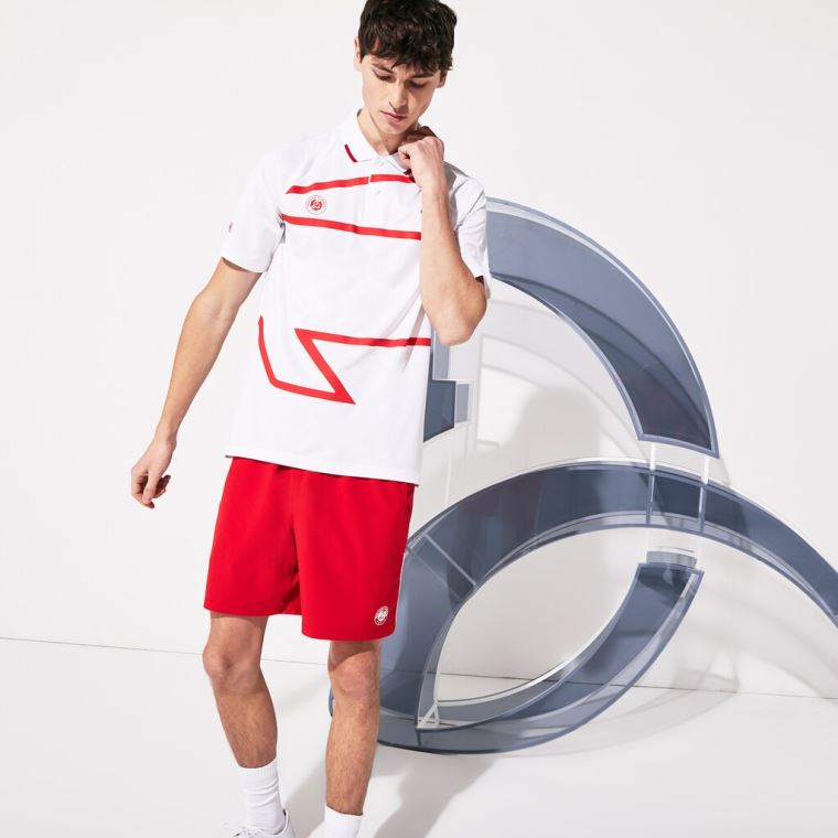 Lacoste SPORT Roland Garros x Novak Djokovic Polo Shirt Branco Vermelhas | QpMnkGnt