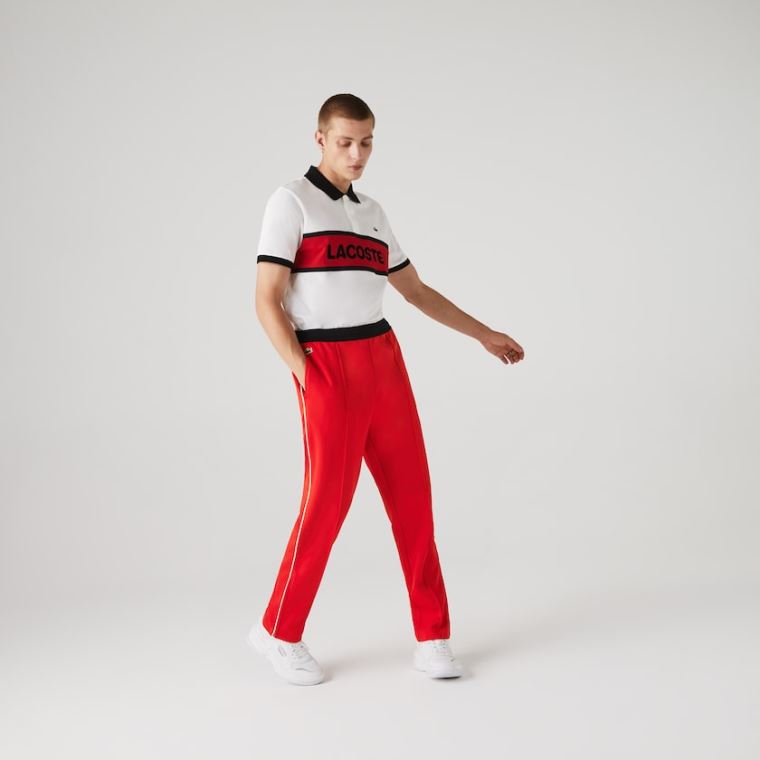 Lacoste SPORT Run-resistant Pleated Tracksuit Pants Vermelhas Pretas Branco | W8D215yw