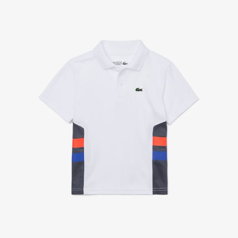 Lacoste SPORT Side Stripe Treino Polo Branco Cinzentas Escuro Vermelhas Azuis | UvCQpG9p