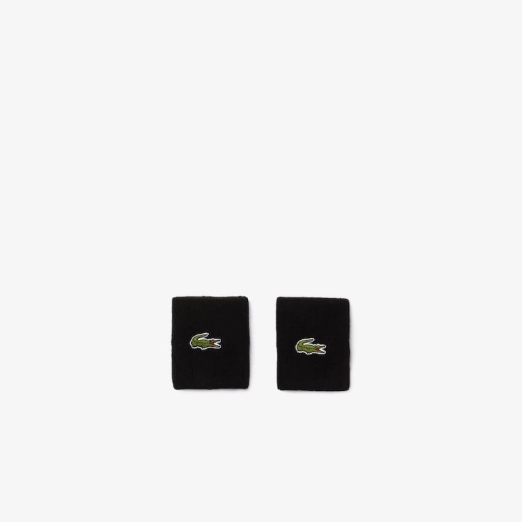 Lacoste SPORT Stretch Algodão Jersey Wristband Pretas | f8M6a7uD