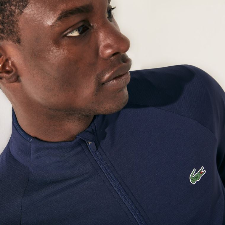 Lacoste SPORT Stretch Ergonomic Zippered Golfe Jacket Azul Marinho Azuis | Km8YY9bH