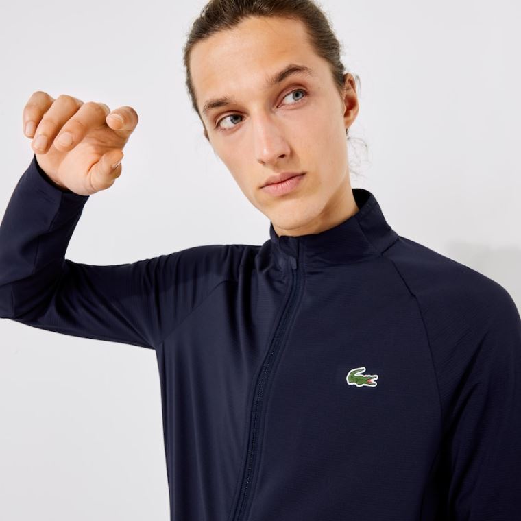 Lacoste SPORT Stretch Ergonomic Zippered Golfe Jacket Azul Marinho Azuis | Km8YY9bH