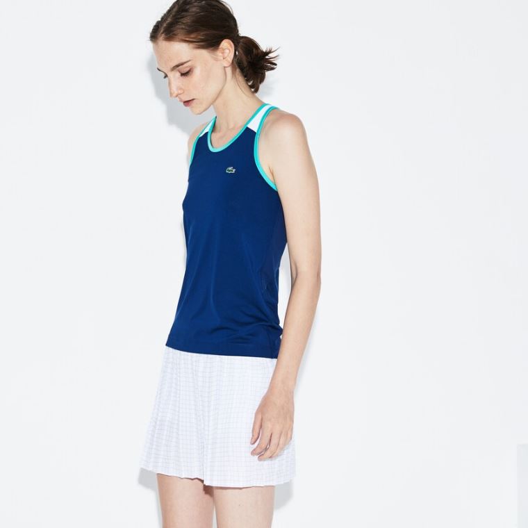 Lacoste SPORT Stretch Jersey Racerback Tenis Tank Top Azul Marinho Azuis Branco Verdes | D6c9RLv1