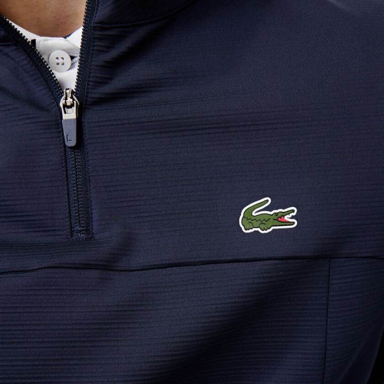 Lacoste SPORT Stretch Zippered Collar Sweatshirt Azul Marinho Azuis | ykw3i8Ts