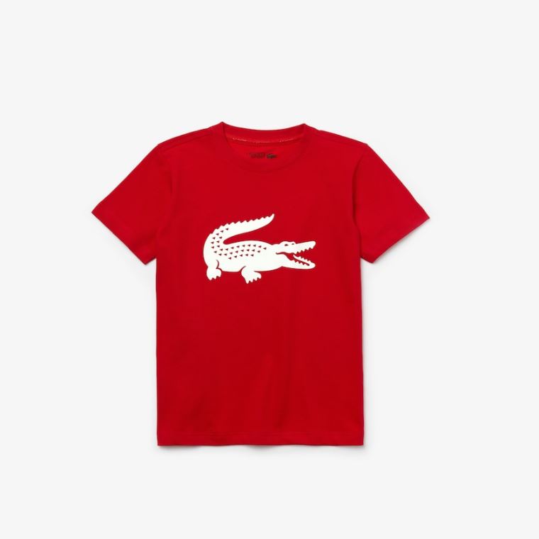 Lacoste SPORT Tenis Technical Jersey Oversized Croc T-shirt Vermelhas Branco | 3UkoHO8F