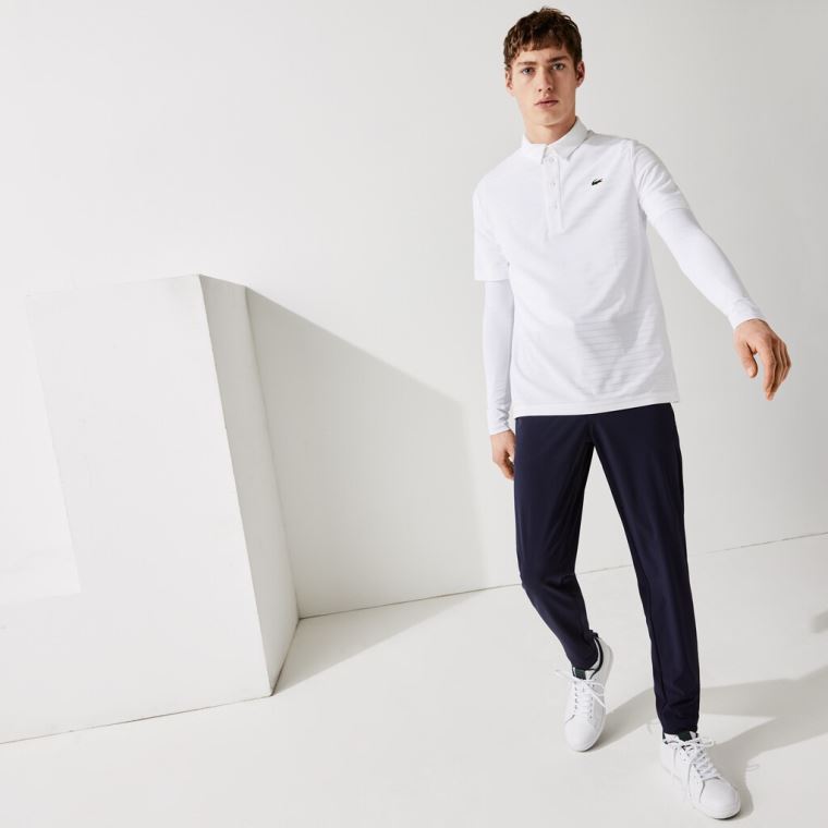 Lacoste SPORT Textured Respirável Golfe Polo Shirt Branco | 15aN9roO