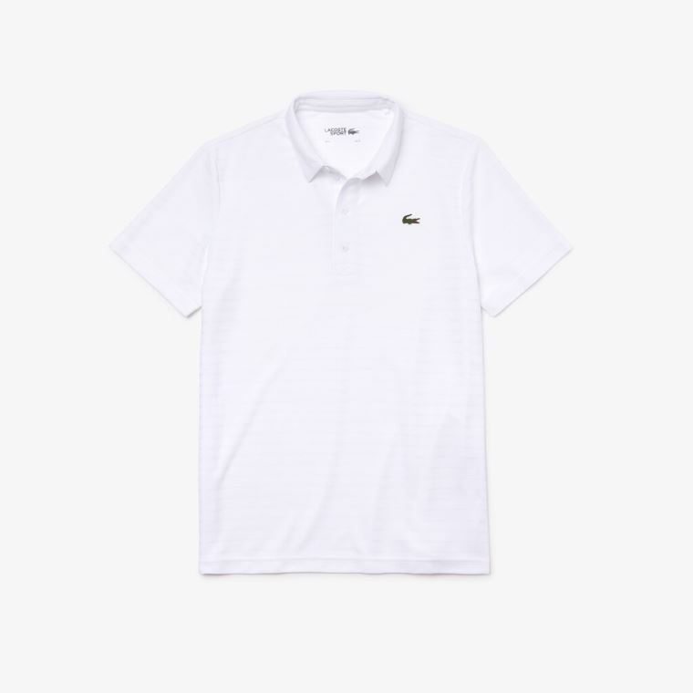 Lacoste SPORT Textured Respirável Golfe Polo Shirt Branco | 15aN9roO