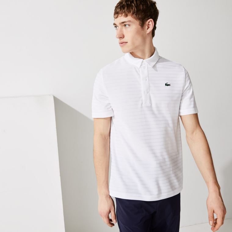 Lacoste SPORT Textured Respirável Golfe Polo Shirt Branco | 15aN9roO