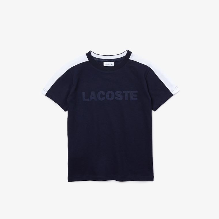 Lacoste SPORT Two-Tone T-shirt Azul Marinho Azuis Branco | 2bAedjaj