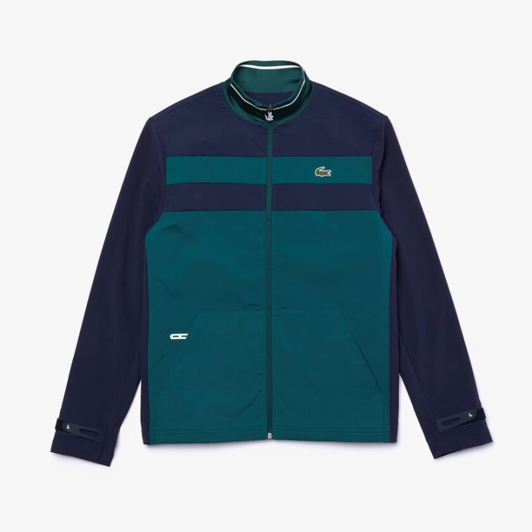 Lacoste SPORT Two-Tone Zippered Golfe Sweatshirt Verdes Azul Marinho Azuis Branco | rPXnlqu0