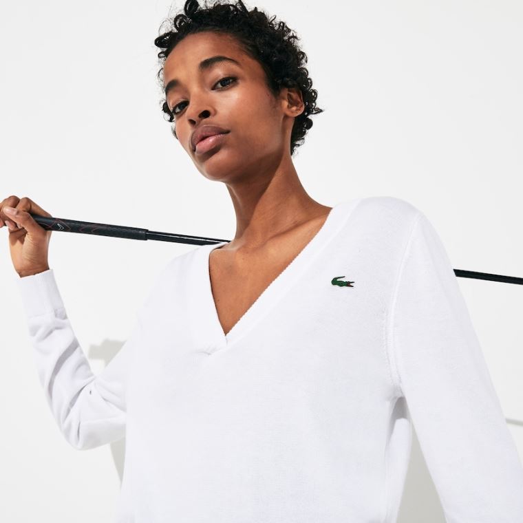 Lacoste SPORT V-neck Moletom Branco | QZejWJF1