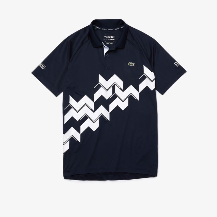 Lacoste SPORT x Novak Djokovic Respirável Jersey Polo Shirt Azul Marinho Azuis Branco | 3LcMmIed