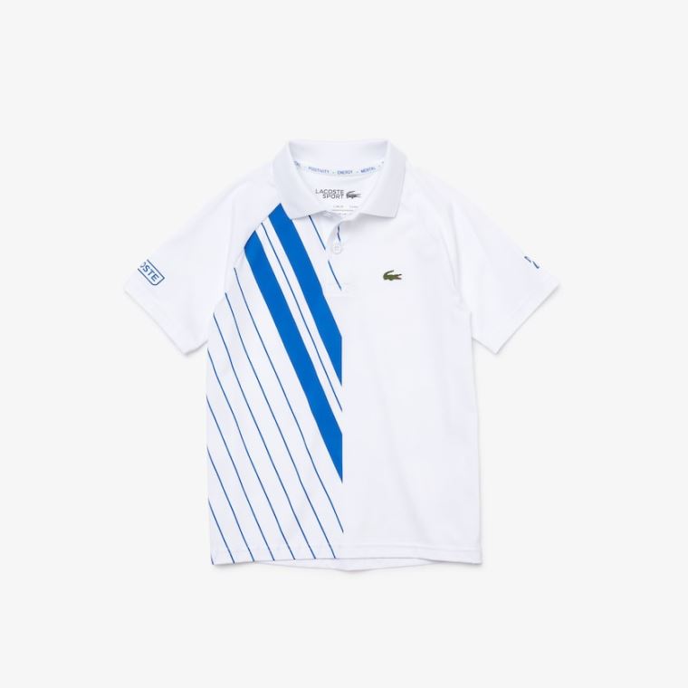 Lacoste SPORT x Novak Djokovic Respirável Stretch Polo Branco Azuis | 4Sd9YP9C