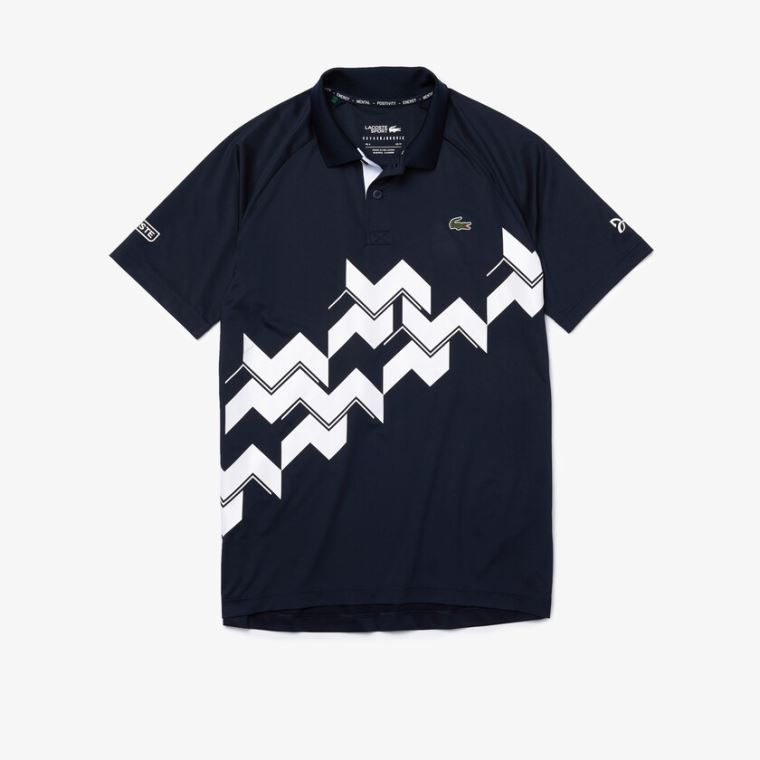 Lacoste SPORT x Novak Djokovic Respirável Jersey Polo Shirt Azul Marinho Azuis Branco | IGfFXP5T